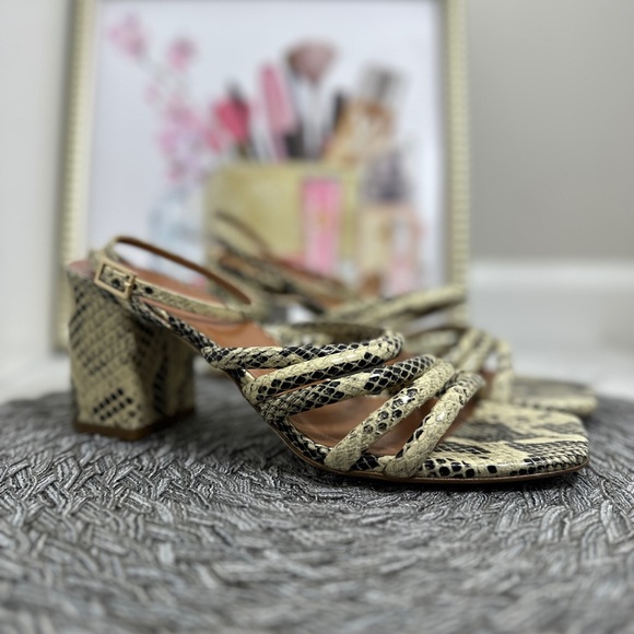 Paris Texas Snakeskin Block Heel Sandals - Picture 3 of 9